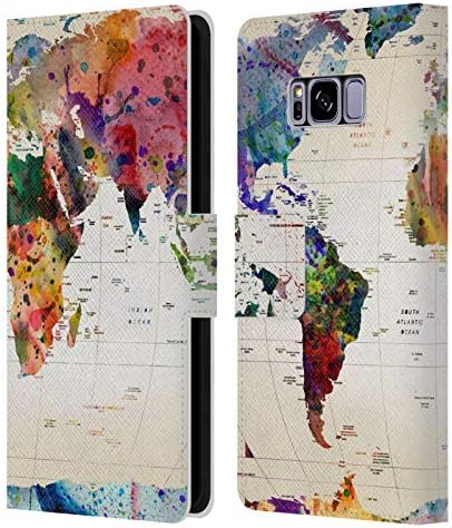 Projetos de estojos principais licenciados oficialmente Mark Ashkenazi Mapa do mundo da cultura pop de couro de couro Caixa de carteira compatível com Samsung Galaxy S8