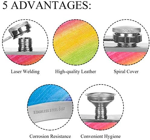 Indomer Color Rainbow Aço inoxidável Frasco de quadril para homens, 227ml