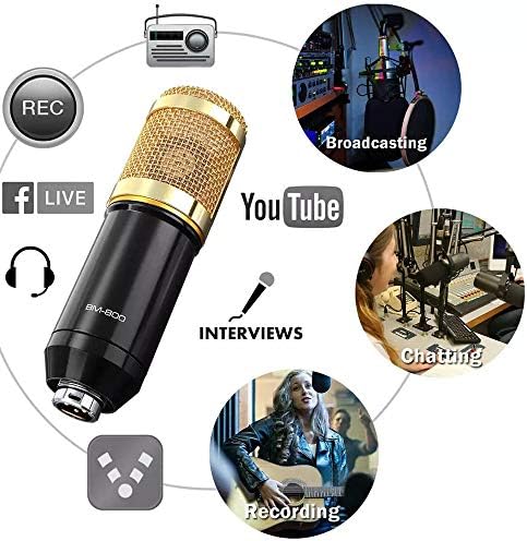 Pacote de equipamentos de podcast alpowl, interface de áudio com tudo em uma placa de som ao vivo e microfone condensador,