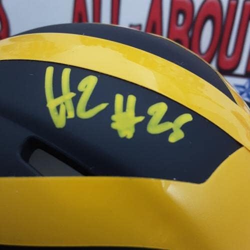 Hassan Haskins autêntico assinado Mini capacete autografado JSA. - Mini capacetes da faculdade autografados