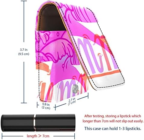 Bolsa de batom de batom de maquiagem de oryuekan com espelho portátil de armazenamento de batom portátil Organizador de armazenamento de brilho labial, ondas rosa de verão padrão moderno padrão