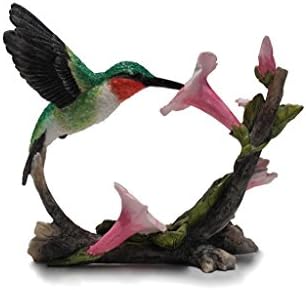 US 5,75 polegadas Ruby throated Hummingbird estátua estatueta, rosa e verde
