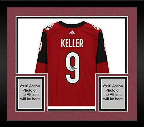 Emoldurado Clayton Keller Arizona Coyotes Autografou Red Adidas Authentic Jersey com o 25º aniversário da temporada