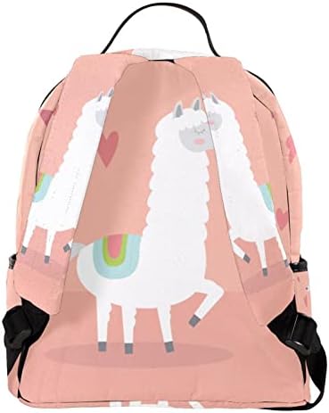 Mochilas Vioqxi para a escola, bolsa de ombro resistente à água com zíper duplo, mochila de trabalho casual para homens homens adoráveis ​​alpaca com corações
