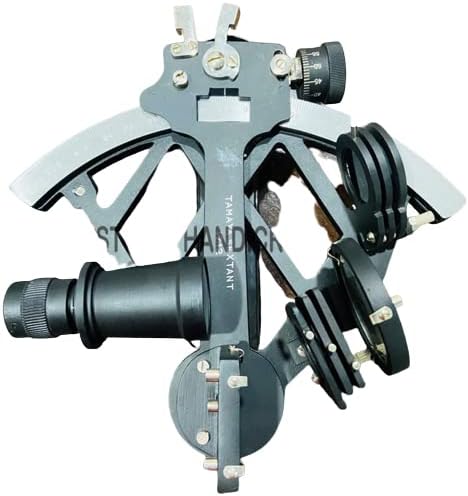 Instrumento de sextante funcional de latão vintage Sextante preto náutico para presente de navegação Marinha Sextant Antique 8 polegada