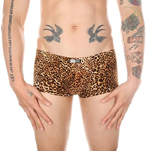Mens cuecas cuecas de baixa cintura sexy estampestas de leopardo tights férias estampas de praia de praia listrada