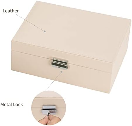 Smileshe Jewelry Box for Women Girls, caixa de porta de couro PU com trava, 2 camadas removíveis de armazenamento de armazenamento