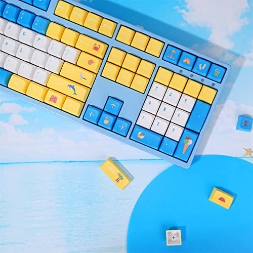 Geeksocial 104+24 azul e amarelo XDA Keycaps Definir GK61 64 68 84 87 104 108 teclados mecânicos