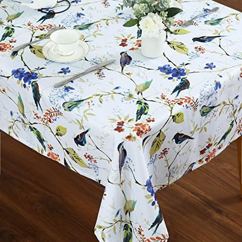 Talha de mesa impressa de pássaros leeva, 1 peça estilo lavável Tabela de tecido de tecido de poliéster para decoração