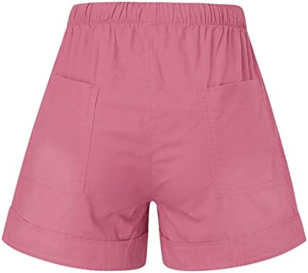 Shorts de cordão feminino curto de verão elástico de verão calças curtas leves casuais com bolsos Holiday praia de praia confortável