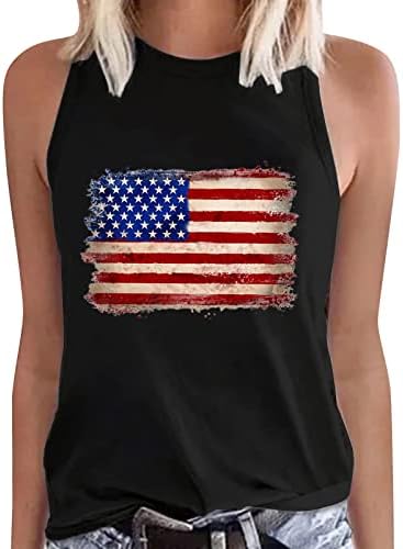 4 de julho Camisas para mulheres American Flag Summer Summer Sleesess O-Gobes Tops Stars Stars Stripes T-shirt Casual