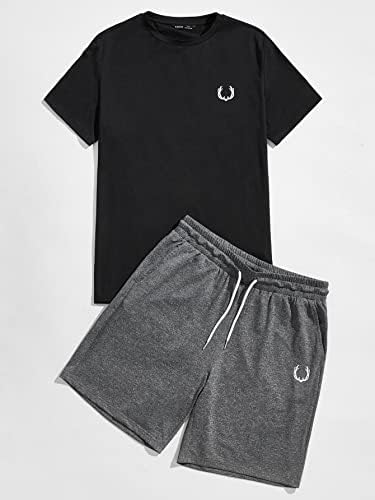 FDSUFDY Duas peças roupas para homens impressão gráfica e shorts de faixas