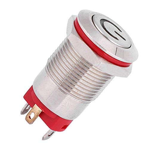 Interruptor de botão fafeicy, 4 pinos à prova de água de 12 mm de botão de metal de 12 mm, comutador de auto-bloqueio, botões e indicadores de auto-bloqueio em forma de energia