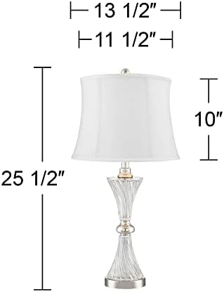Regency Hill Luca Modern Glam Luxury Table Lamps 25,5 Conjunto alto de 2 com porta USB Porta de vidro transparente Creme