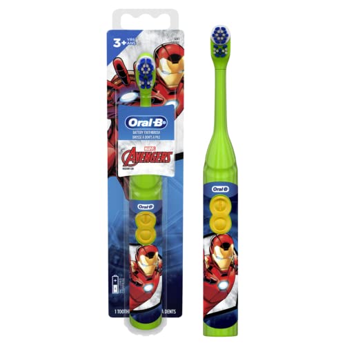 Escova de dentes de bateria oral-b kid com vingadores da Marvel, cerdas macias, para crianças mais de 3 anos
