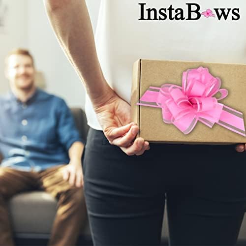 Insta Bows Five Organza Ribbon Bows Pink Grande Gift Gift para embrulhar presente de Natal e aniversários Cada arco de presente