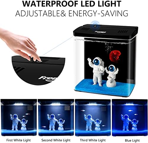 Freesea Aquarium Betta Fish Tank: 1,5 galão de pequenos peixes kit de partida com filtro e luz para casa | Escritório | Área de Trabalho