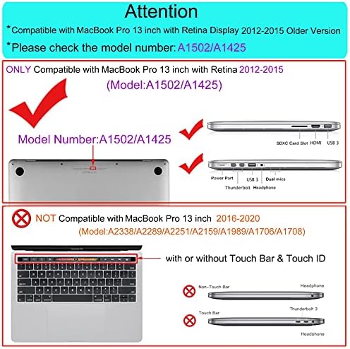 Mosis compatível com MacBook Pro 13 polegadas Caso 2015 2014 2013 Fim 2012 A1502 A1425 com tela Retina, Padrão de Plástico Protetor Casa dura e capa do teclado e protetor de tela, mármore bege cinza