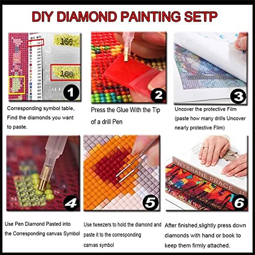 5d 5d Diamond Painting Kits para adultos iniciantes broca completa Diy Diamond Art Rhinestone Cross Stitch Paint With Diamond Arts Craft para Decoração de parede em casa Droca de presente quadrada, tamanho6