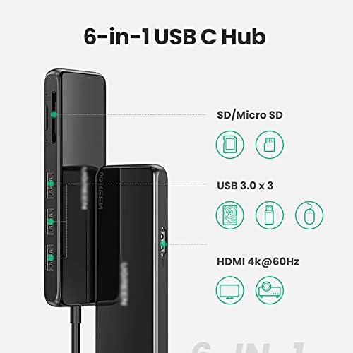 HGVVNM USB C Hub 4K@60Hz/30Hz Tipo-C para HDMI Adaptador Multi USB 3.0 USB-C 3.1 Splitter Port Type- Hub