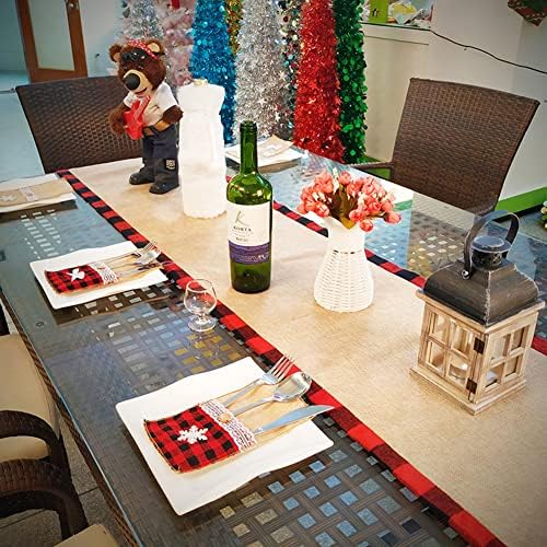 4 PCs Titulares de mesa de mesa de Natal Santa Tiluters Saturware Faca e capa de garfo Saco de bolsas para decoração de mesa Ornamento de árvore de Natal Party