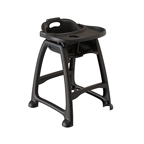 Krollen Industrial Ready-to-Ofler Black empilhável Restaurante High Chair A com um conjunto de bandeja de 4