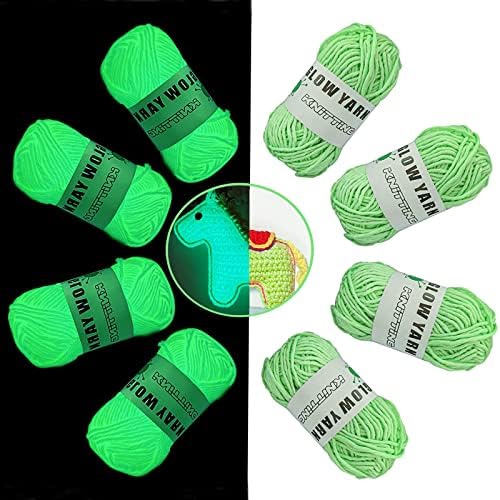 4 PCs brilham no fio escuro, 55yd fios, fios grossos luminosos para crochê e artes de bricolage, suprimentos de costura, artesanato