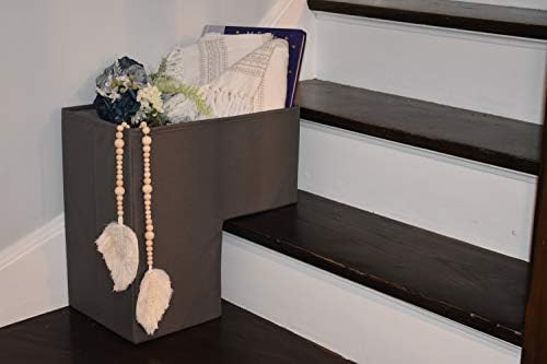 Cesta de escadas - Organizador de armazenamento de escada cinza com divisor e alças da placa - recipiente de etapa para armazenar roupas, brinquedos e utensílios domésticos - durável, dobrável, fácil de transportar