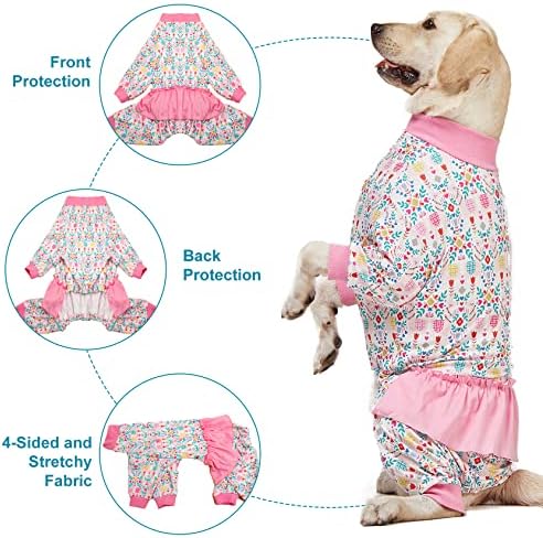 Pijamas de cão grande de Lovinpet, estampa de espaço e neve, camisa de cuidados com som/pós -cirurgia, proteção contra UV, macacão de alívio para animais de estimação, manchas de cães de raça grande, pet pj/grande