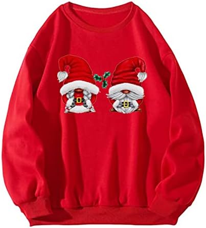 Akollsppnsy Sweetshirts Mulheres Feliz Christmas Camise de pescoço de pescoço grossa Tampas de outono para mulheres 2022