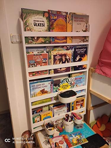 Decomira Kids Bookshelf 4 Tier Children's Bookcase Rack Free Free contra as prateleiras de armazenamento de exibição de
