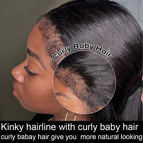 13x6 bordas cacheadas de renda de renda peruca encurralada de cabelos de bebê reto de cabelo humano reto bordas cacheadas bordas de