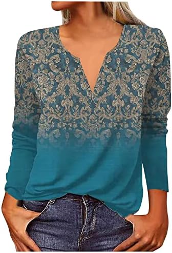 Camisas florais zefotim para mulheres 2023 Moda casual de manga curta/longa V escamas da praia havaiana de pescoço