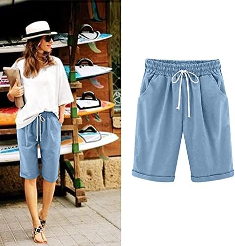 Nulairt shorts femininos para o verão, mulheres confortáveis ​​algodão de algodão alta shorts de cintura