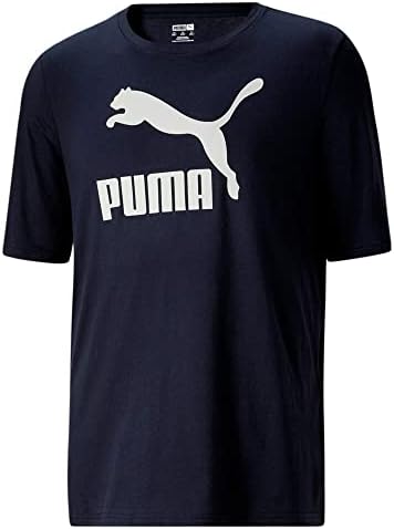 PUMA Mens Ess+ Logo Crew pescoço de manga curta Athletic Casual - Blue