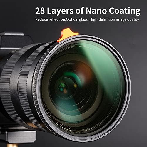 K&F Concept 72mm Difusão preta 1/4 Efeito e variável ND2-ND32 ND FILTER 2-1 para lente de câmera com 28 revestimentos de várias