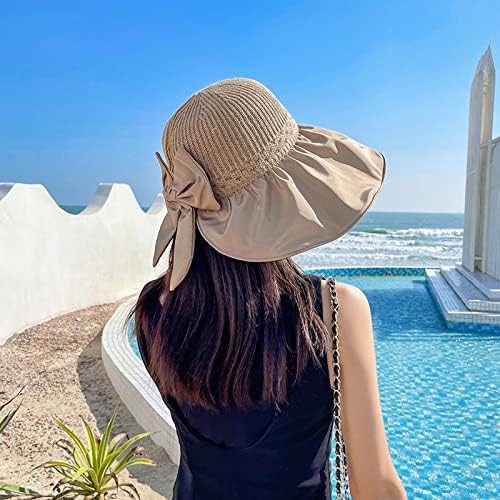 Chapéus de praia para mulheres, protetora solar de verão, chapéu de praia casual viseira chapéus largo roll roll up viagens