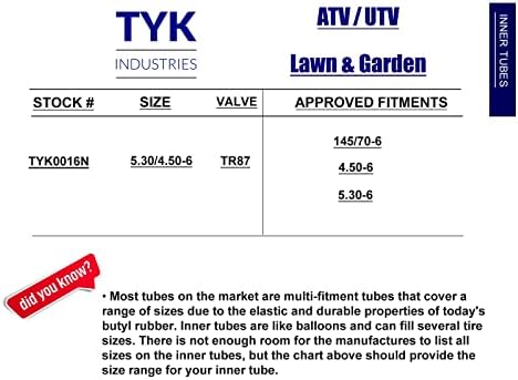 Dois tubos internos para pneus de kart de 145/70-6 com hastes de válvula de metal dobrada TR87 pela Tyk Industries.