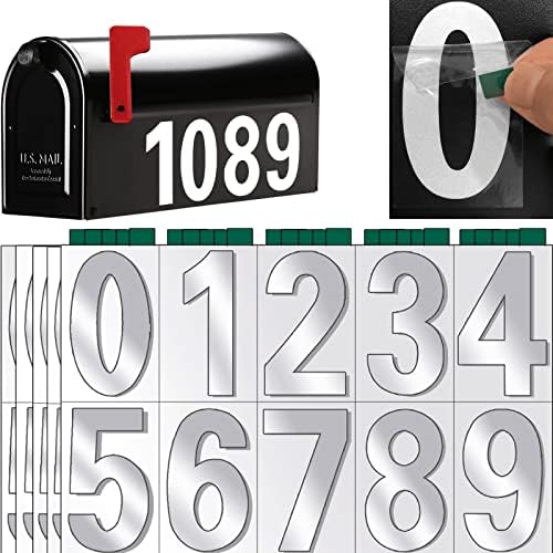 Números de caixa de correio, 5 Define números de caixa de correio de 3 polegadas para os adesivos de caixa de correio externos e modernos, números de caixa de correio refletidos em vinil, números de adesivo fortes para caixa de correio, números refletivos para caixa de correio com guias adesiva