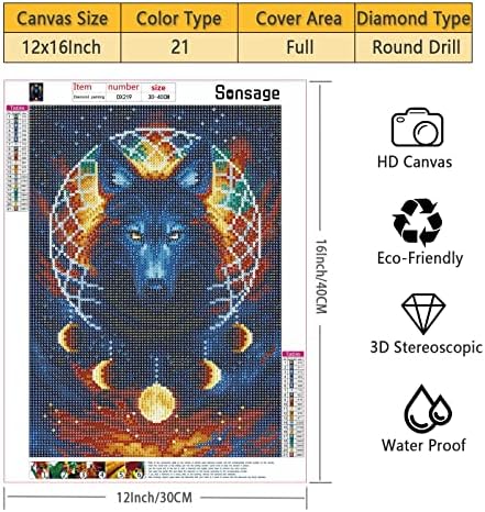 Sonsage Wolf Diamond Painting Kits para Adulto Diam Diamond Art Full With Diamonds Cross Stitch Bordado Crafts para Decoração