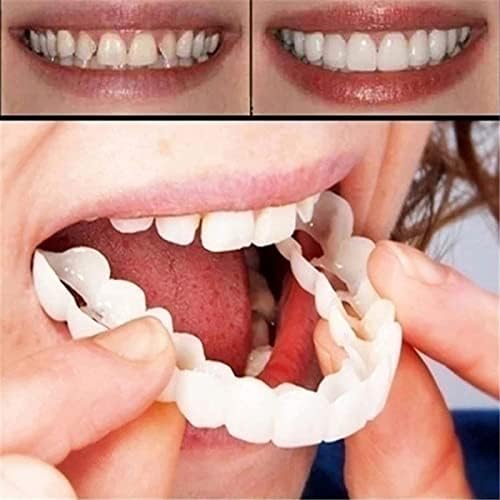 2 pares instantâneos de dentaduras de verniz instantâneas serrilhadas para dentaduras superiores de dentes cosméticos falsos