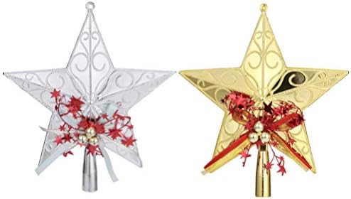 ALREMO XINGHUANG - Árvore de Natal Topper Silver e Golden Tree Topper STAR Topper 9 Ornamentos de decoração de árvores de Natal