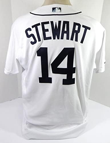 2019 Detroit Tigers Christin Stewart 14 Jogo emitido P Usou White Jersey 150 P 9 - Jogo usado MLB Jerseys