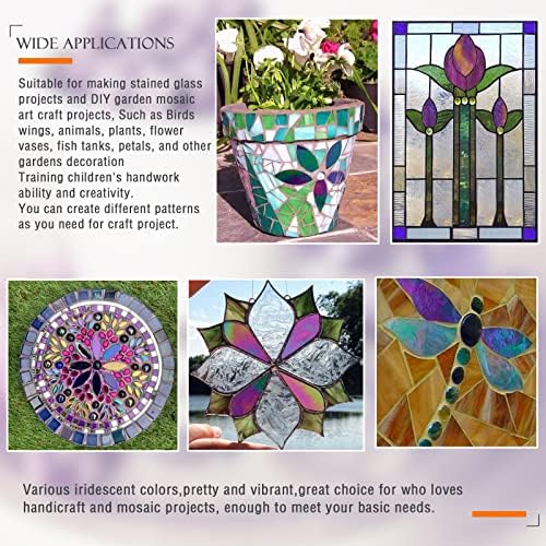 Litmind 50 PCs Iridescente Glass Grandes Pétalas Mosaico Para Artesanato, 2 x 0,63 Cortado Mão Vidro de vidro Folhas Pedas, arco