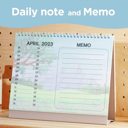 Calendário de mesa de design marítimo de Onpple 2023, 12 meses - Calendário de desktop em pé com nota diária e memorando