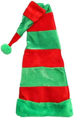 Pretyzoom Long Christmas Hat Christmas Elf Hat listrado Papai Noel Hat do Papai Noel Acessórios para Festas de Festas de Férias de Natal Vermelho, Verde