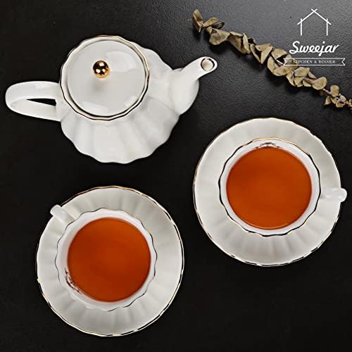 Sweejar Ceramic Tea Cups e pires