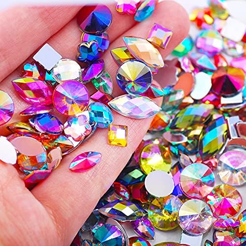 300pcs unhas mix formas de cristal brilho abatback 3d acrílico shinestone não -hotfix pedras para decoração de manicure