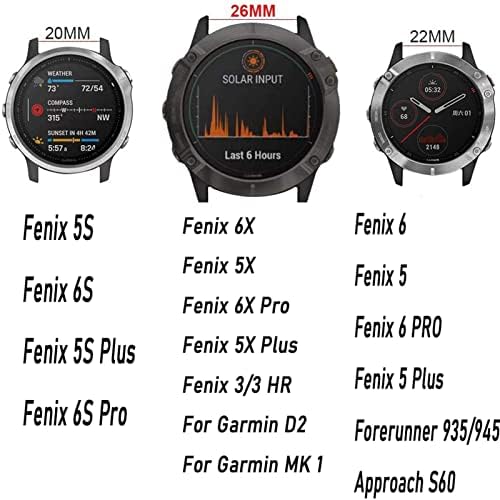 Fehauk 22mm 26mm Smart Watch Band para Garmin Fenix ​​6 6x Pro 5x 5 Plus Strap de liberação rápida para Garmin D2/D2