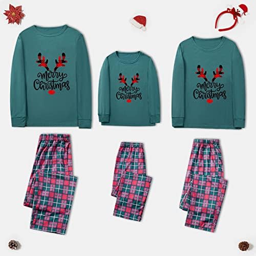 Conjuntos de pijamas da família de Natal correspondentes, natal de manga longa de natal renas de snowflake calças calças modernas roupas de loungewear